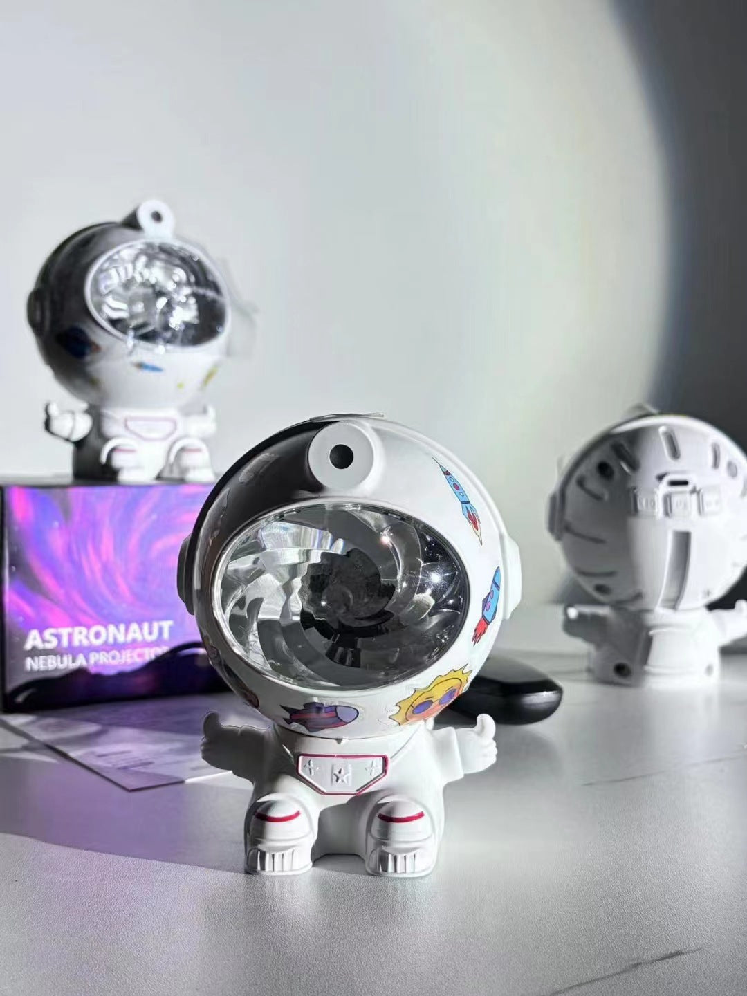 Astronaut nebula projector on ceiling